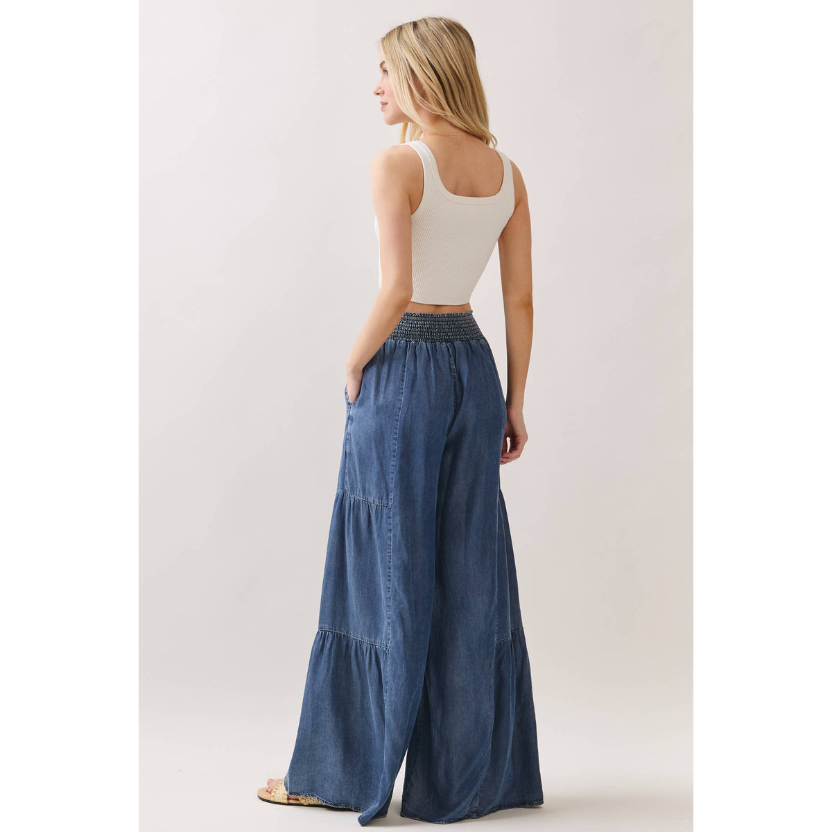 Denim Tencel Wide leg Pants
