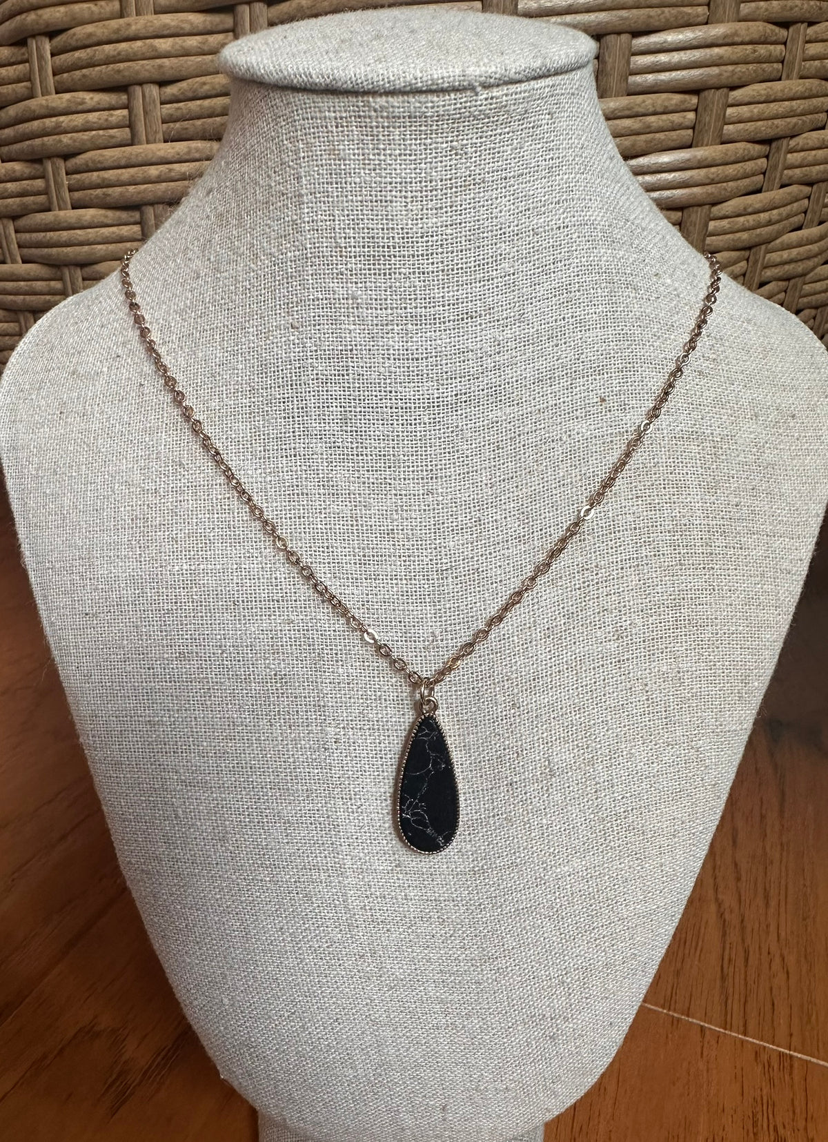 Black Teardrop Necklace