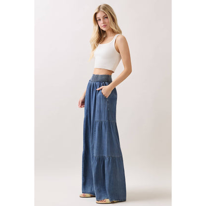 Denim Tencel Wide leg Pants