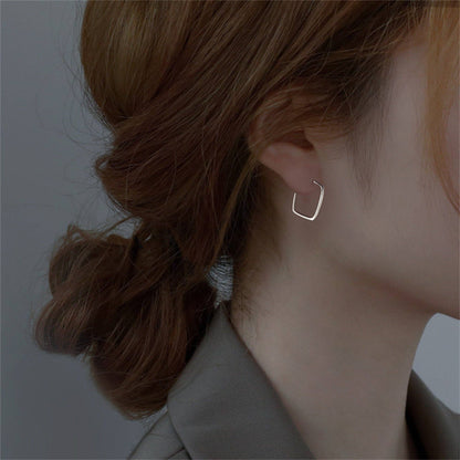 Gold Minimalist Square Hoop Earrings in 925 Sterling Silver