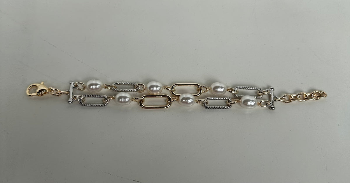 Double Chain Pearl Bracelet