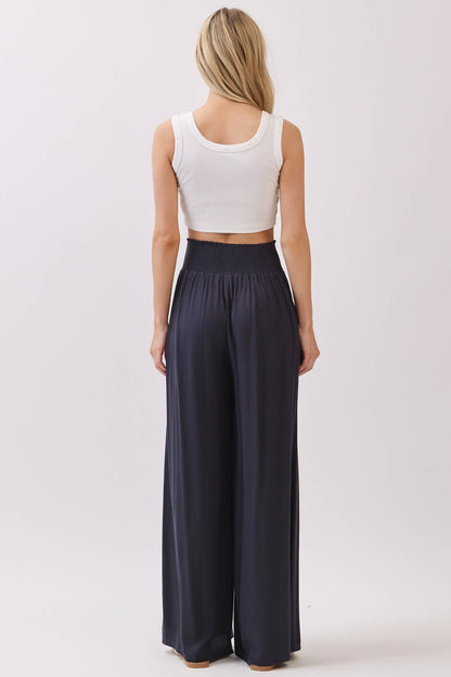Wide Smock Waist Wide Leg Pants