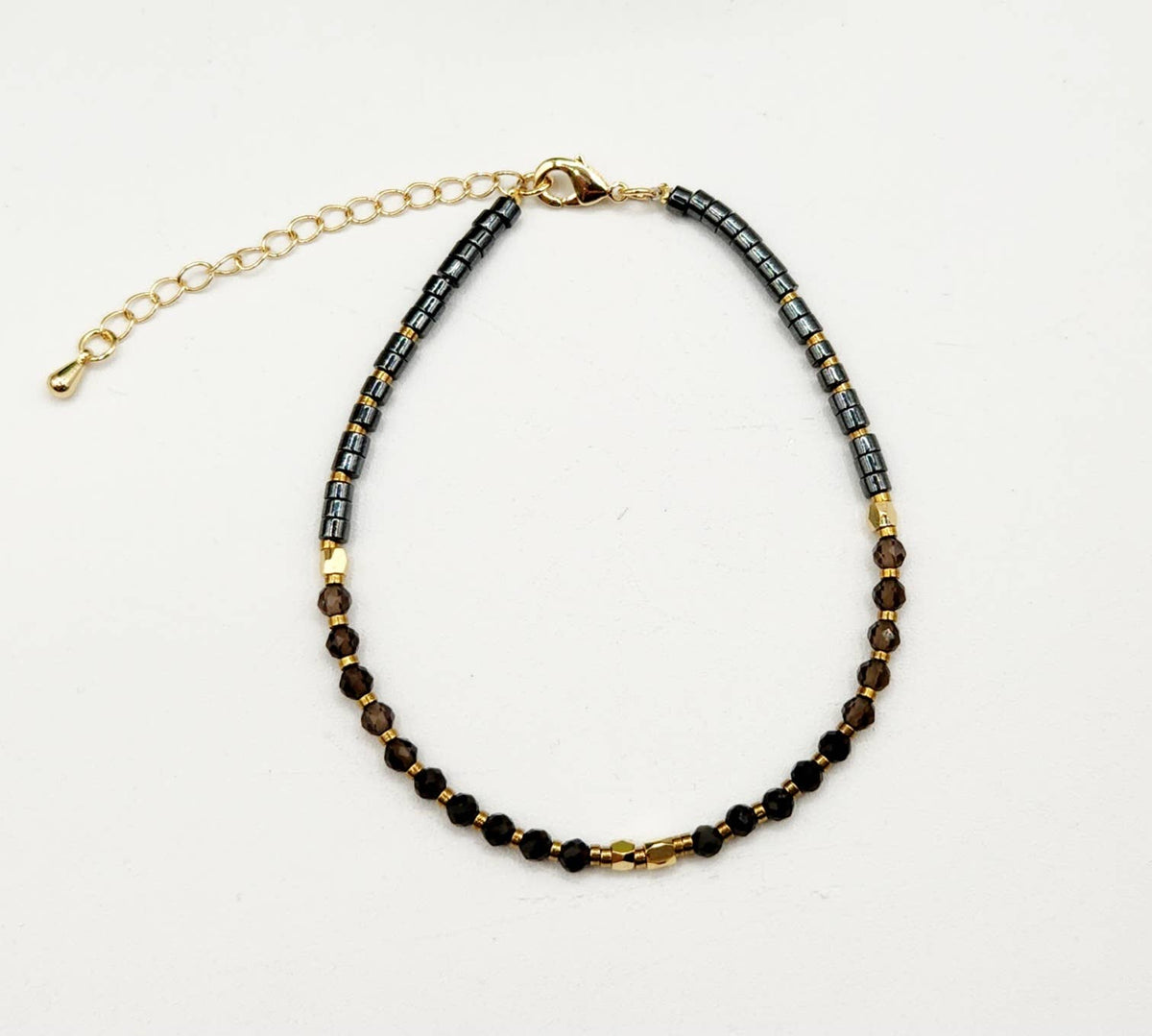 Obsidian/Smoky Quartz/Hematite Bracelet