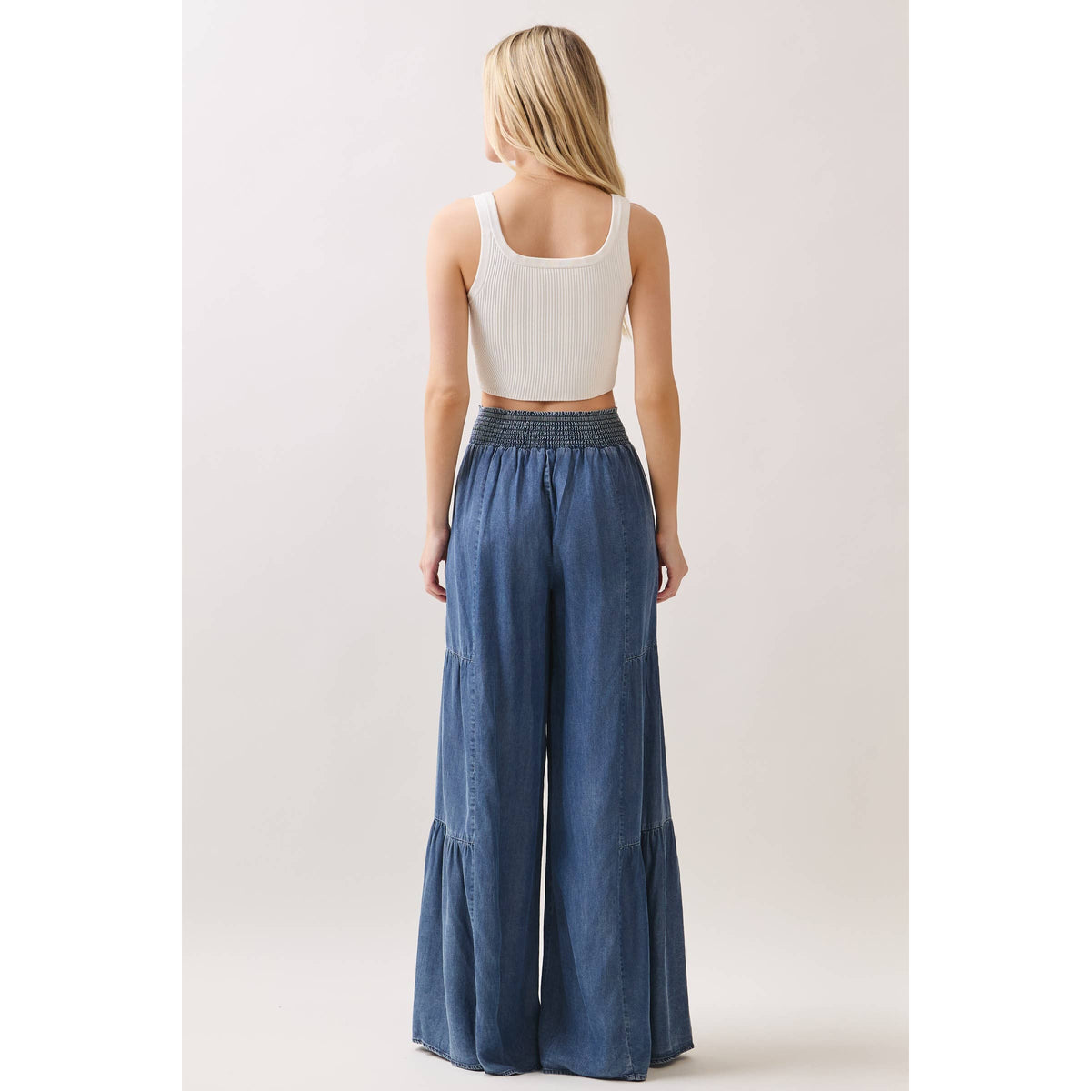 Denim Tencel Wide leg Pants