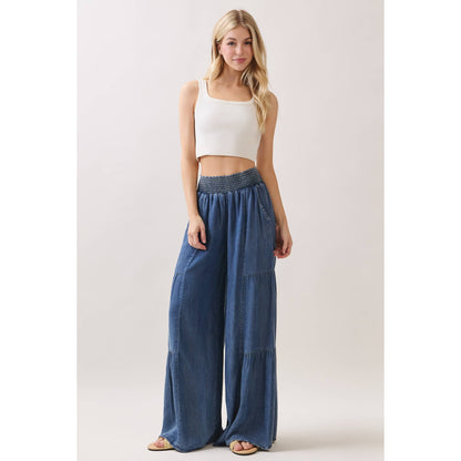 Denim Tencel Wide leg Pants