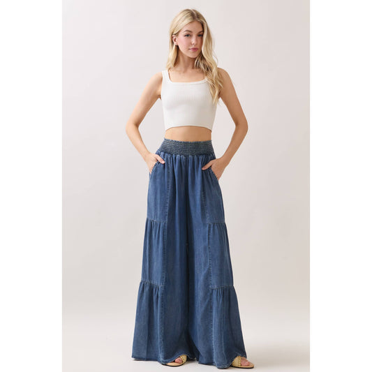 Denim Tencel Wide leg Pants