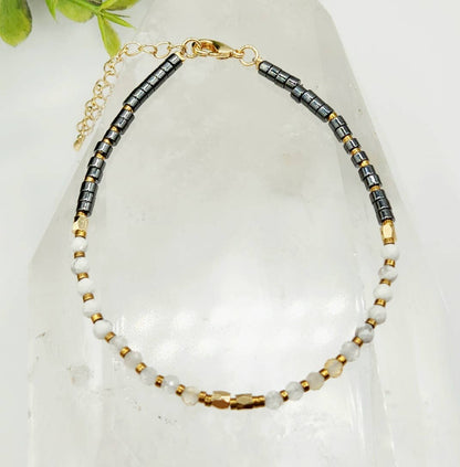 Citrine/White Howlite/Hematite Bracelet