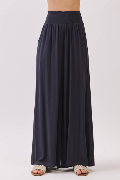 Wide Smock Waist Wide Leg Pants