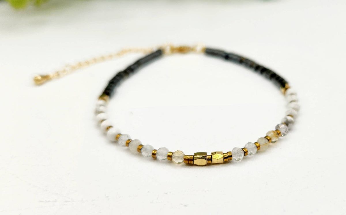 Citrine/White Howlite/Hematite Bracelet