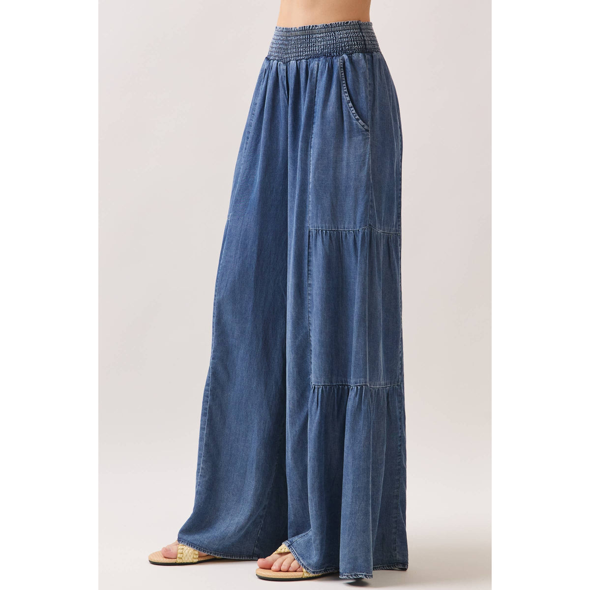 Denim Tencel Wide leg Pants