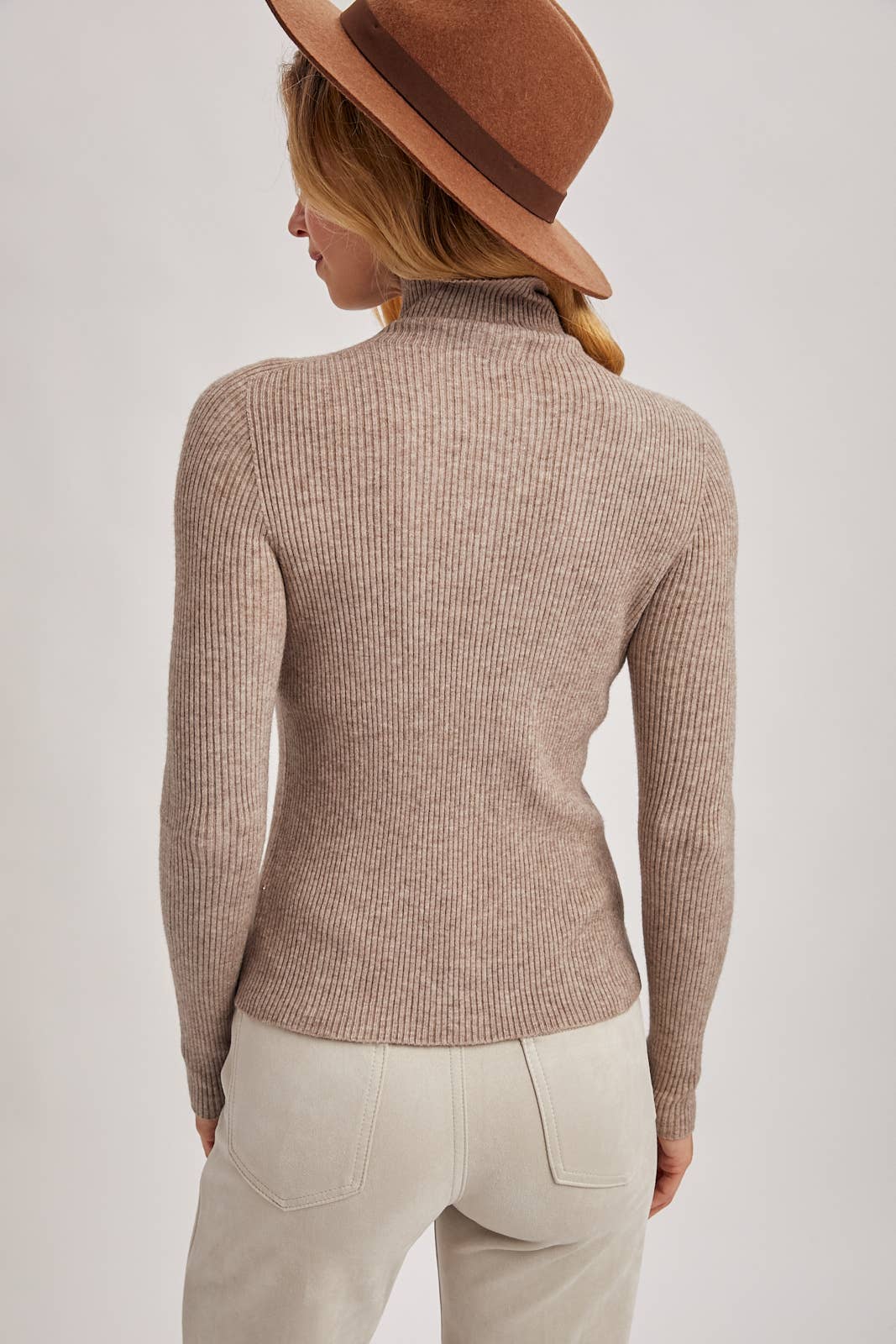 Seamless Mock Neck Ribbed Knit Top