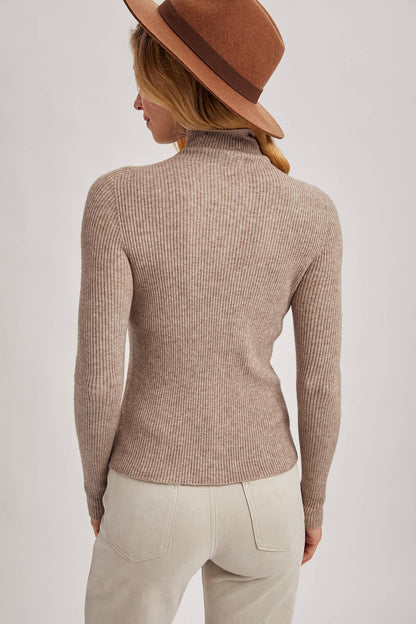 Seamless Mock Neck Ribbed Knit Top