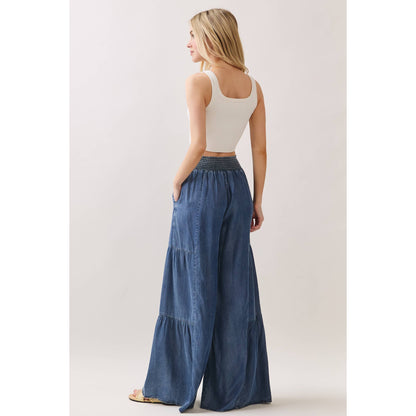 Denim Tencel Wide leg Pants