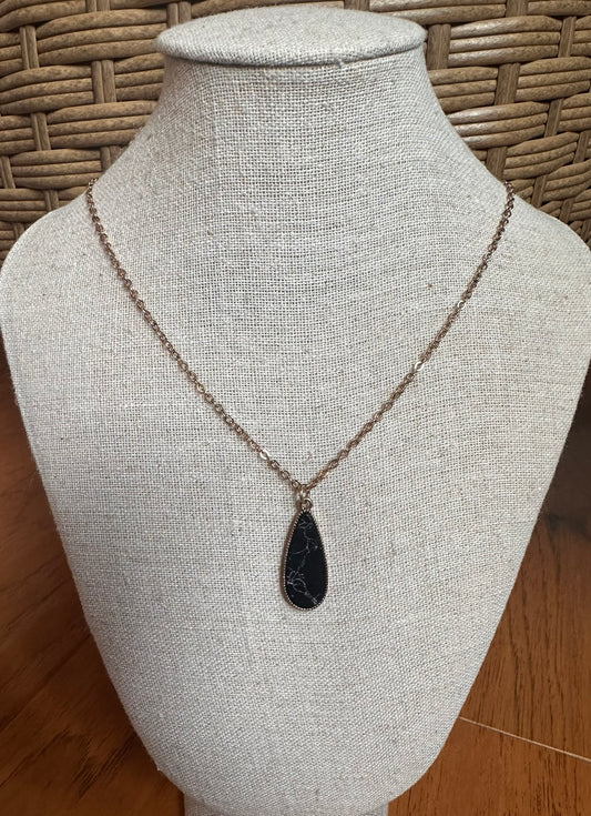 Black Teardrop Necklace