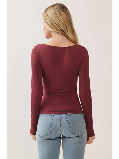 Double Layer Square Neck Long Sleeve Top