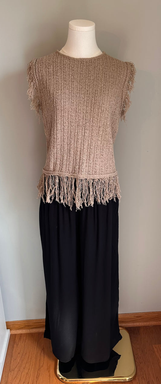 Fringe Sleeveless Knit Sweater