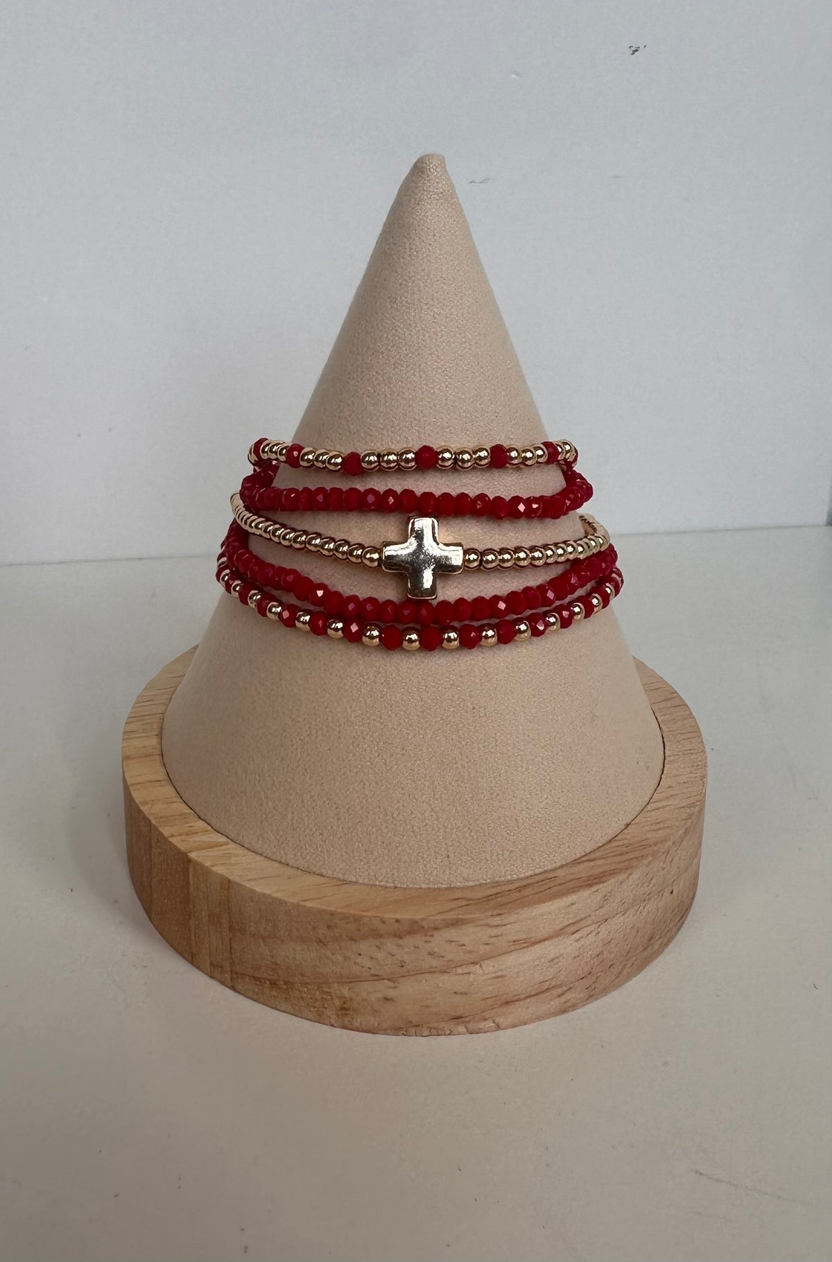 Red and Gold Cross bracelet Set