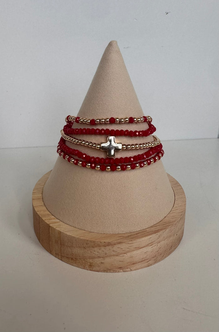 Red and Gold Cross bracelet Set