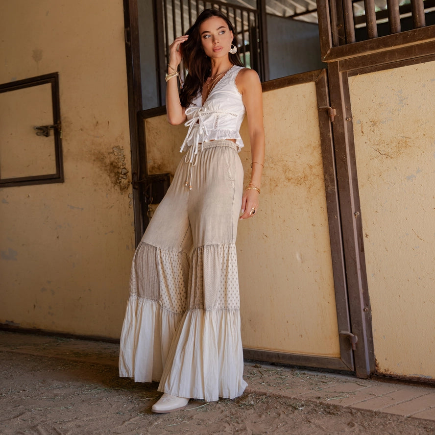 Runway Ready Knit & Woven Relaxed Drape Pants