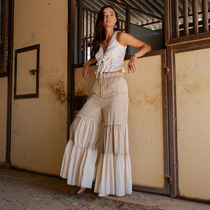 Runway Ready Knit & Woven Relaxed Drape Pants