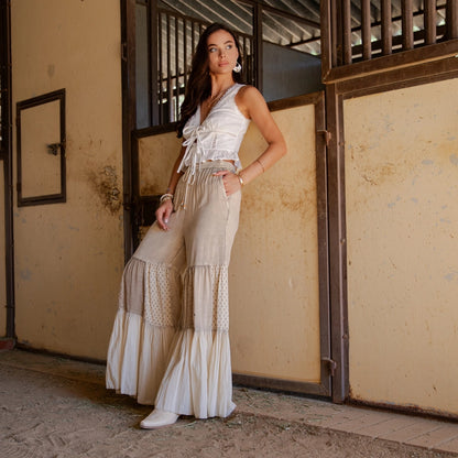 Runway Ready Knit & Woven Relaxed Drape Pants
