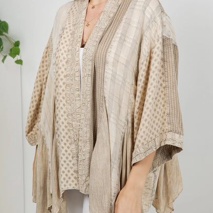 Boho Mixed Pattern Asymmetrical Kimono