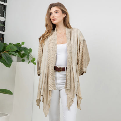 Boho Mixed Pattern Asymmetrical Kimono