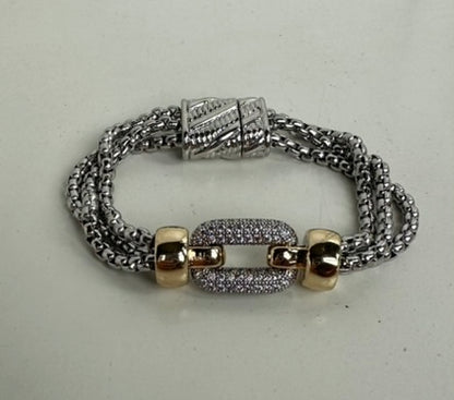 Triple Chain Mixed Metal Bracelet