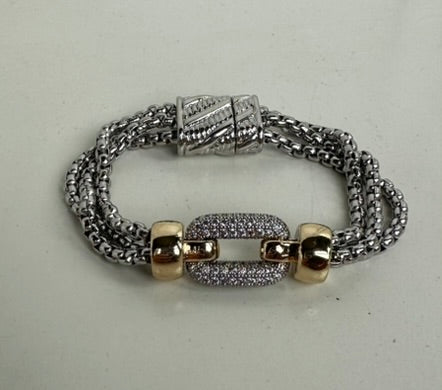 Triple Chain Mixed Metal Bracelet