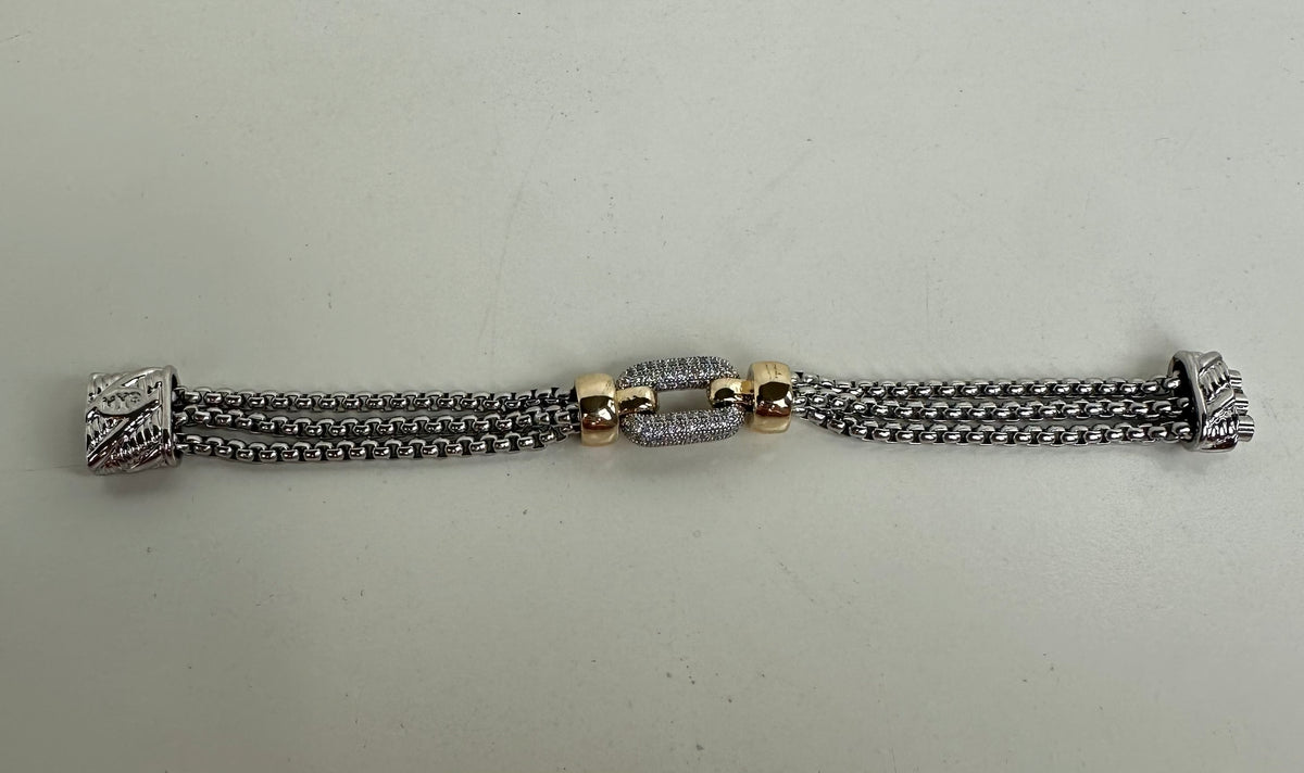 Triple Chain Mixed Metal Bracelet