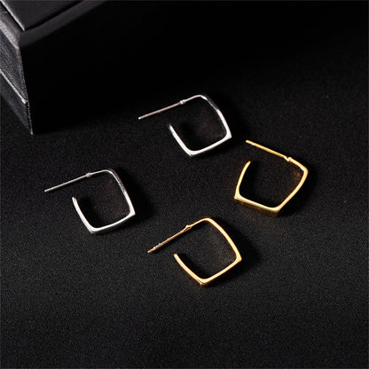 Gold Minimalist Square Hoop Earrings in 925 Sterling Silver