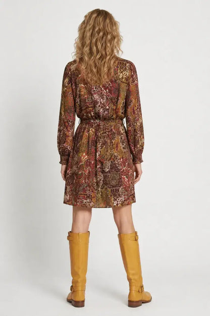 Georgette Paisley Tied Button Front Dress