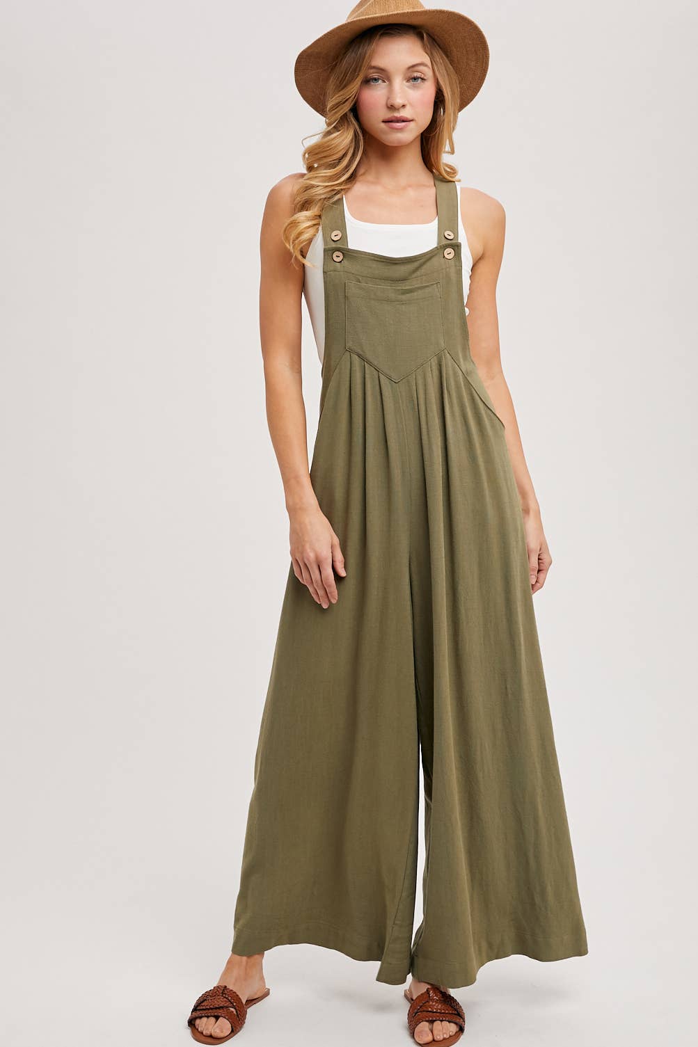 Flowy WIde-Leg Overall Jumpsuit