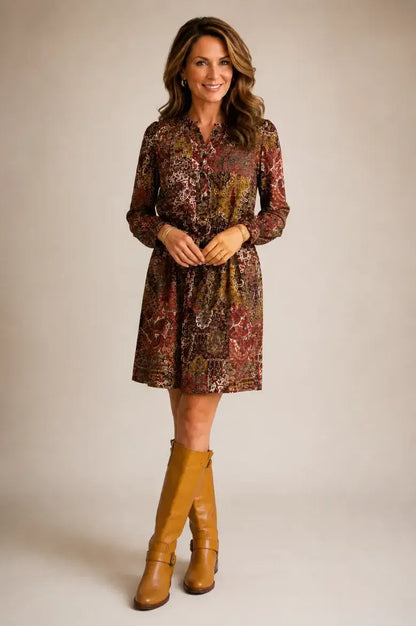 Georgette Paisley Tied Button Front Dress
