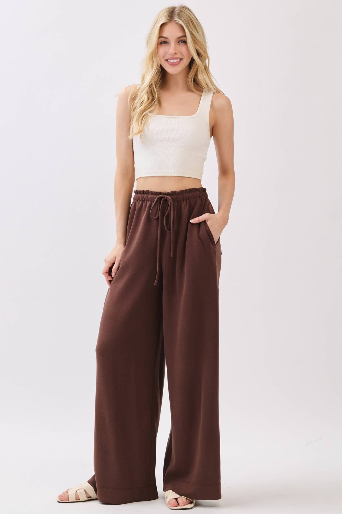 Solid Wide Leg Pants