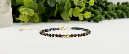 Obsidian/Smoky Quartz/Hematite Bracelet