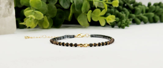 Obsidian/Smoky Quartz/Hematite Bracelet