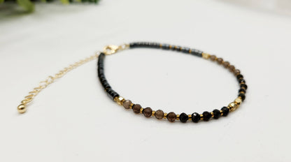 Obsidian/Smoky Quartz/Hematite Bracelet