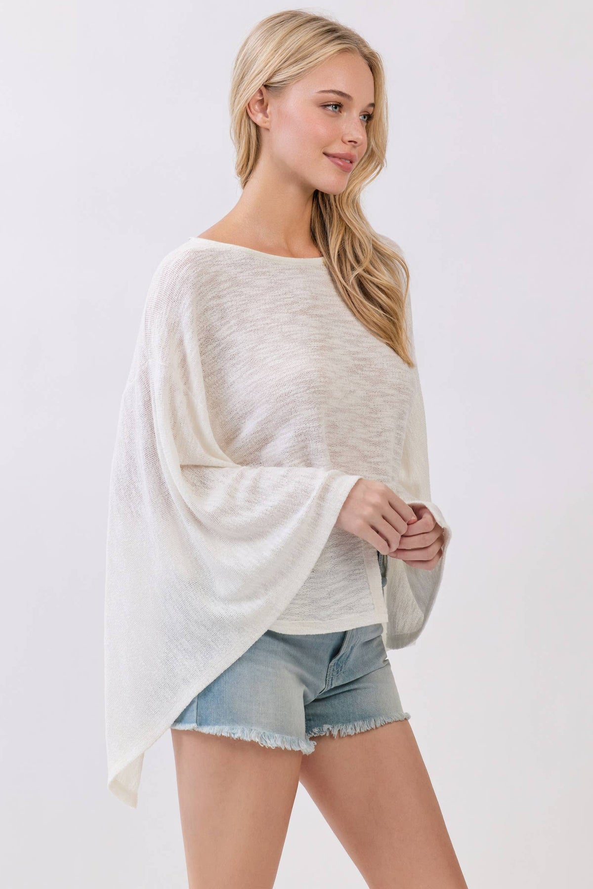 Round Neck Kimono Sleeve Crop Top