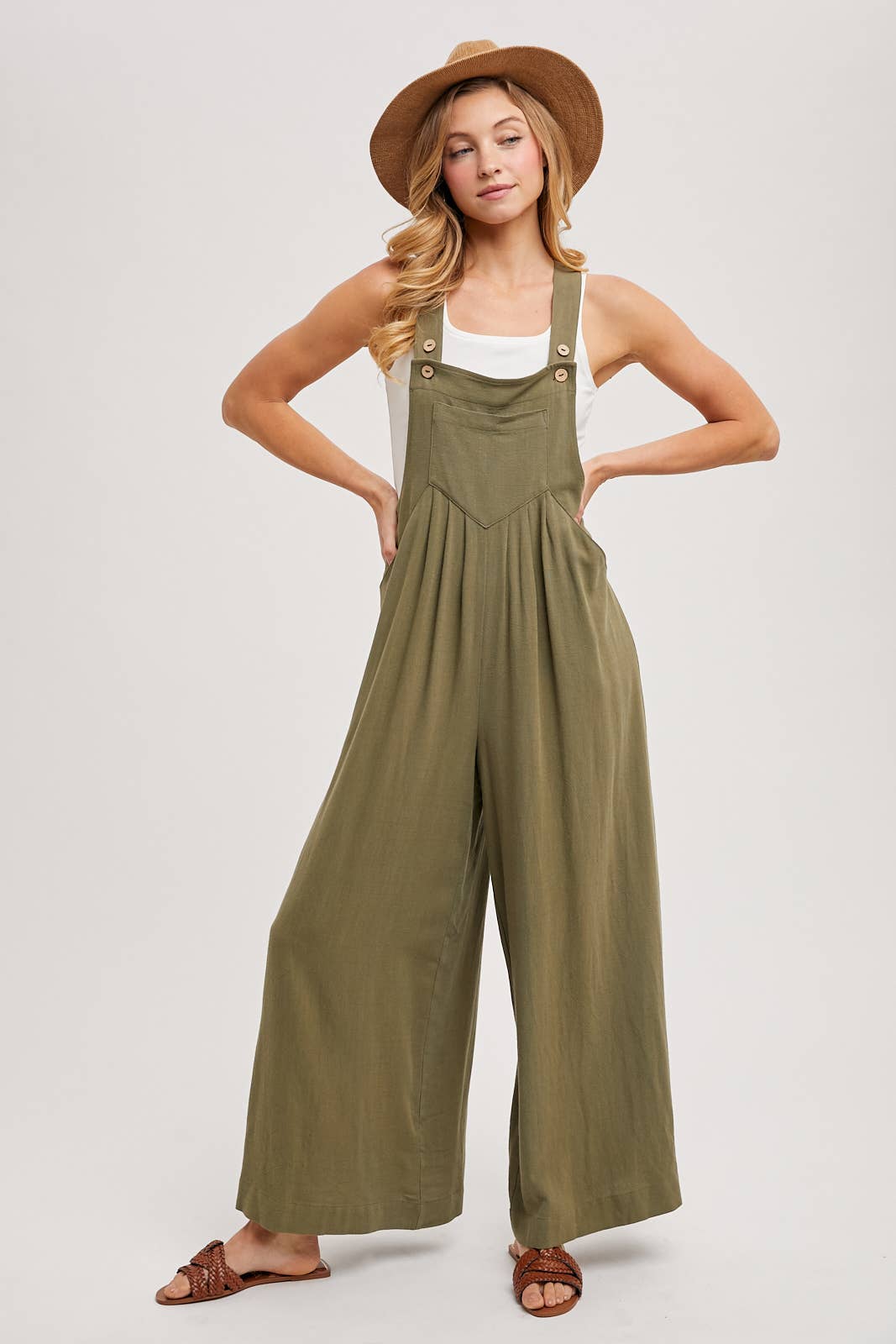 Flowy WIde-Leg Overall Jumpsuit