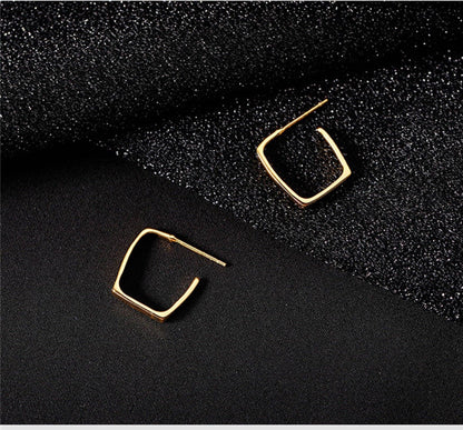Gold Minimalist Square Hoop Earrings in 925 Sterling Silver