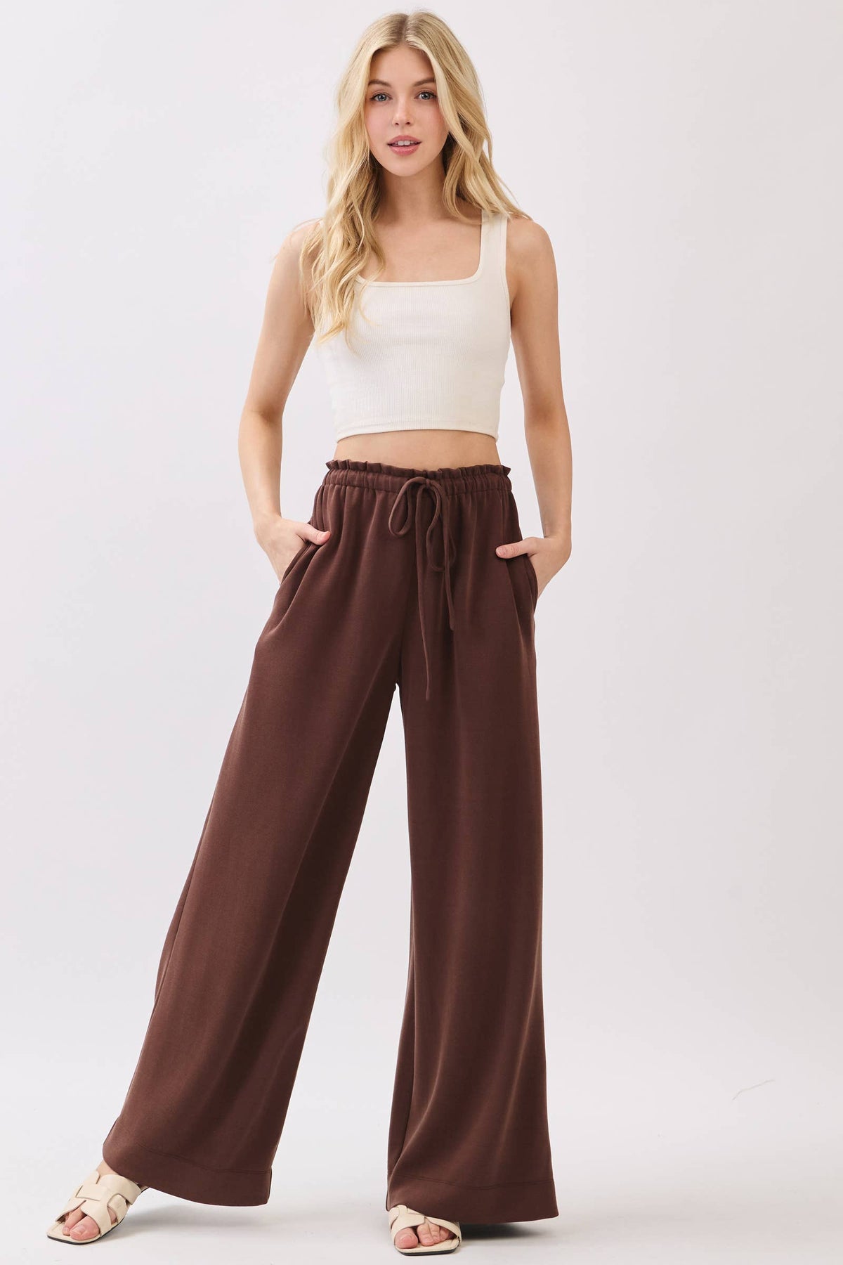 Solid Wide Leg Pants