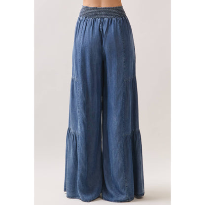 Denim Tencel Wide leg Pants