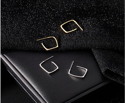 Gold Minimalist Square Hoop Earrings in 925 Sterling Silver