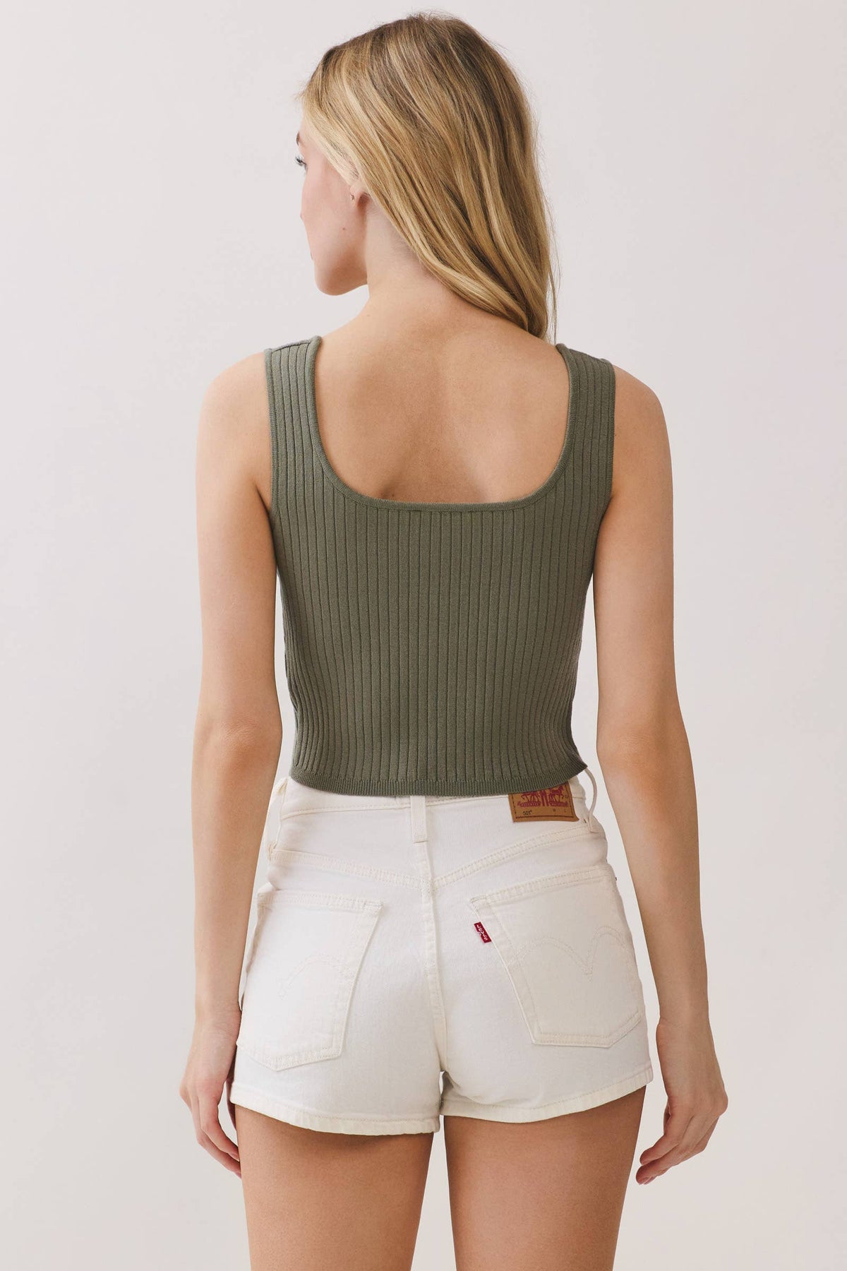 Ribbed Sweater Crop Tank Top